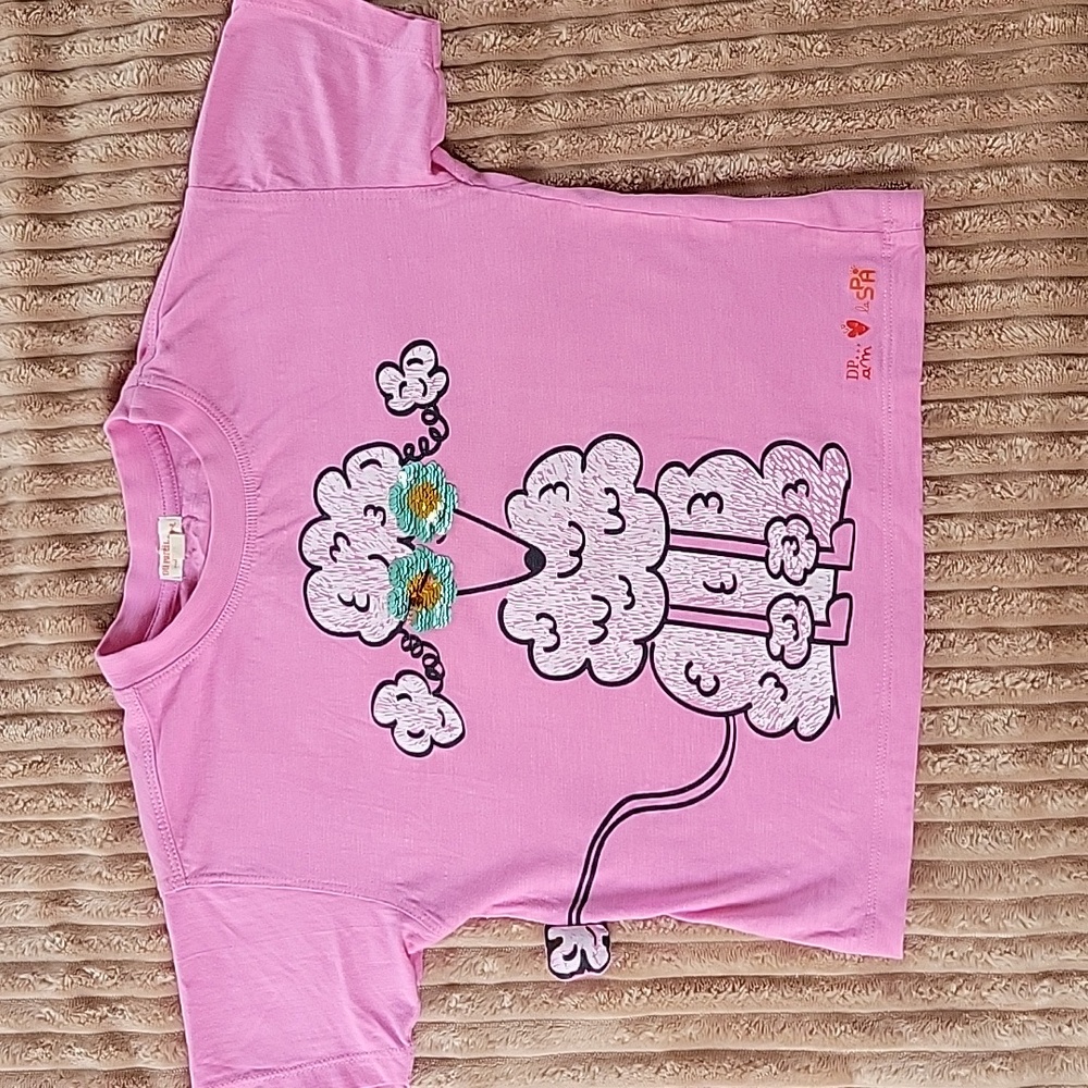 3/20$ Charming Pink Kids' T-Shirt with Poodle Print